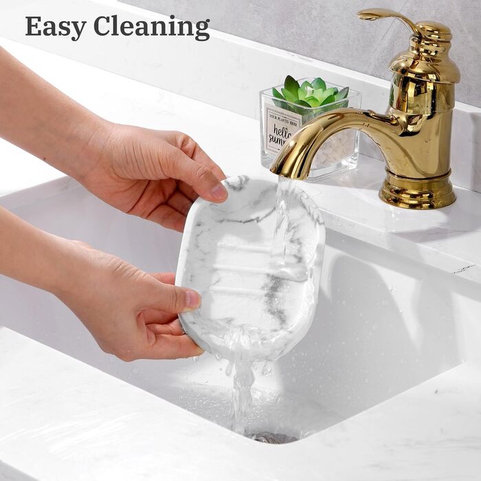 Підставка для мила Luxspire з кераміки, антиковзаюча, білий мармур, для ванної кімнати, душу та кухні