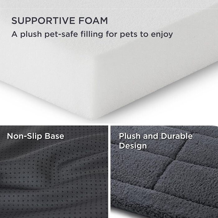 Килимок для собак середніх порід BEDSURE - 89x56 см, водонепроникний, з шаром високощільнісного піноматеріалу, Sherpa плюш, легко миється (74x46 см, темно-сірий)
