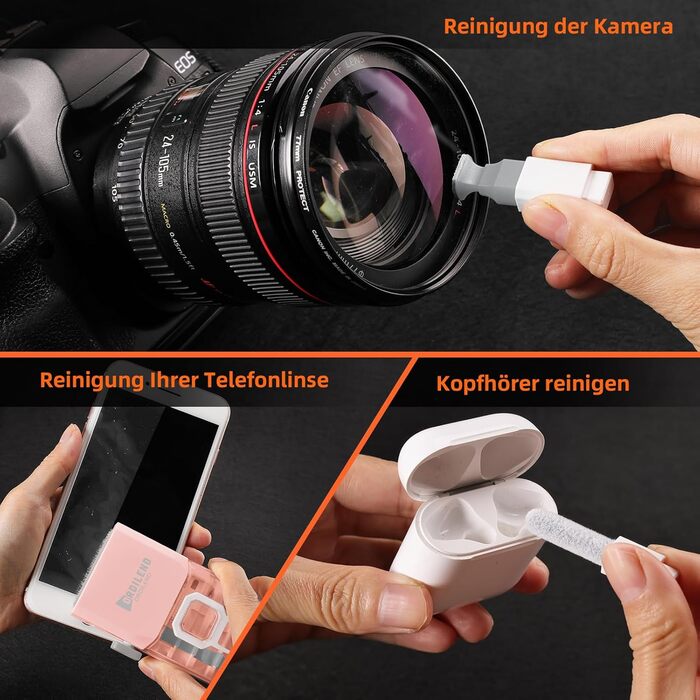 Набір для чищення клавіатури Ordilend: для ноутбука, MacBook, телефону, планшета, комп'ютера. З щіткою. Рожевий.