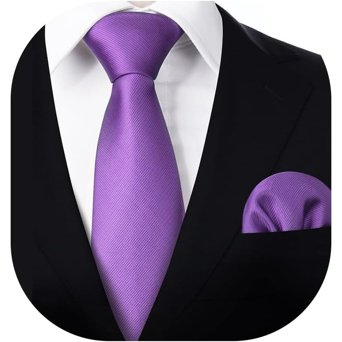 Краватка та нагрудна хустинка Enlision Solide - комплект для весілля, однотонні, фіолетовий (N2 Violett)