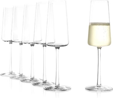 Набір келихів для шампанського Stölzle Lausitz Champagner Gläser Power 6 шт. 240 мл – елегантні келихи для шампанського, сект та просекко, високоякісне німецьке скло, придатні для миття в посудомийній машині та ударостійкі