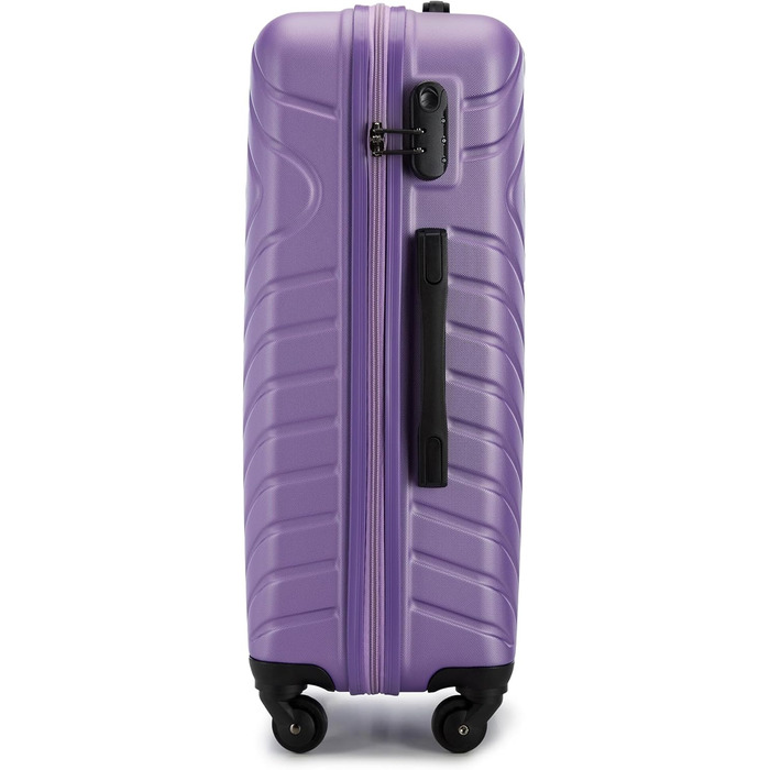 Набір валіз WITTCHEN Cube Line (S+M+L) з ABS, геометричним тисненням, 4 колесами, телескопічним ручками та комбінаційним замком. Ліловий колір.