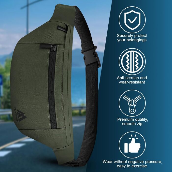 Поясна сумка Flintronic для чоловіків та жінок, стильна, для спорту, відпочинку та міста, зелена