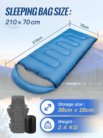 Сплячий мішок Forceatt 4 сезони: зимовий, ковдровий, для кемпінгу, подорожей, фестивалів, 2.4 кг