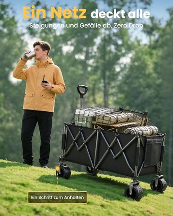 Візок-садовий YEAUPE PRO 260L, вантажопідйомність 250 кг, гальма, колеса All Terrain 17x10 см, чорний