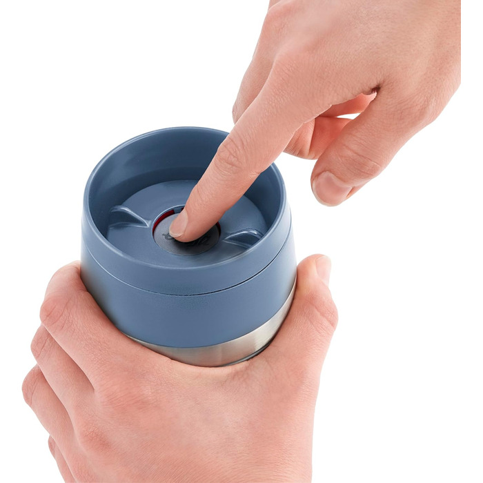 Термокружка Emsa N20202 Travel Mug Classic, 0.36 л, нержавіюча сталь, 4 години гаряча, 8 годин холодна, герметична, для миття в посудомийній машині, 360° отвір для пиття, синій