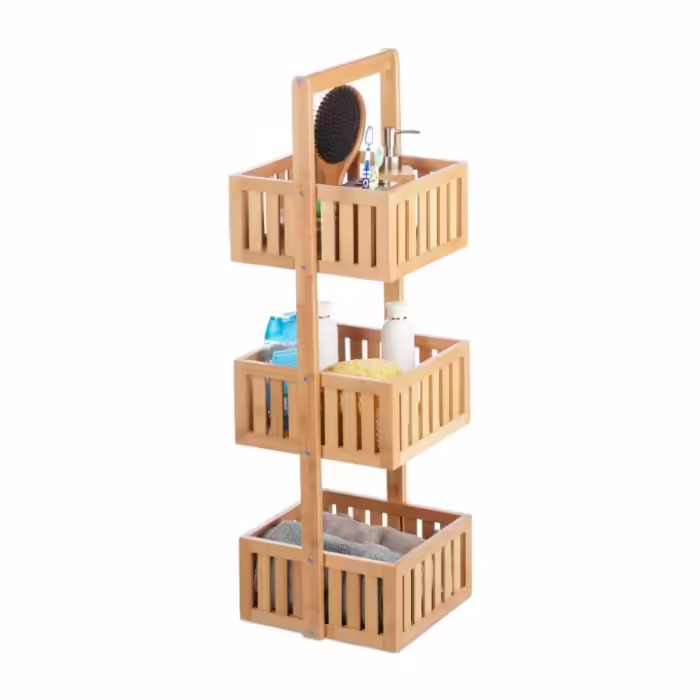 Relaxdays Bamboo Bath Shelf with 3 Shelves