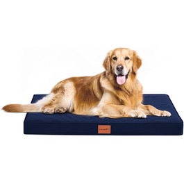 Orthopedic Dog Bed, Dog Sofa with Egg Crate Foam for Large Dogs, 112 x 81 cm, Removable and Washable, Non-Slip Bottom, (L 91 x W 69 x H 8 cm, Navy Blue)