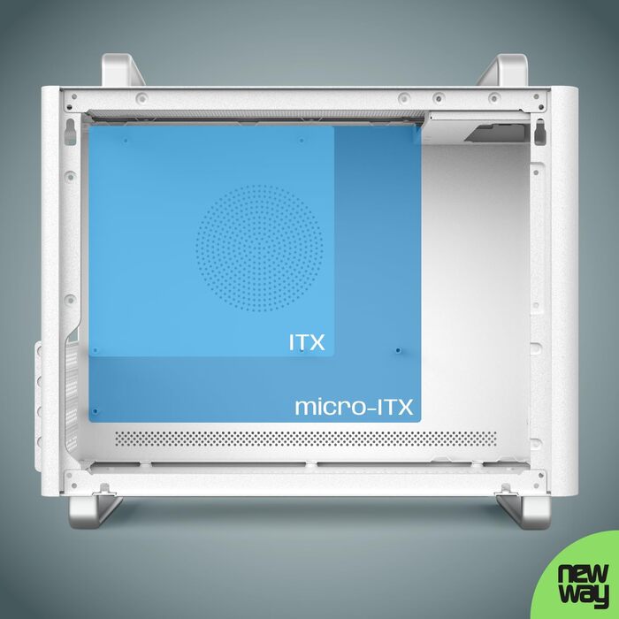 NEWWAY NC1 - Міні-ПК Tower у корпусі з металевою сіткою (білий) - Mini-ITX, Micro-ATX, ITX, USB Type-C, 9MM вентилятор