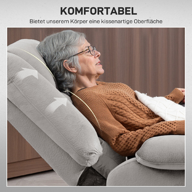 HOMCOM Power Lift Recliner Chair with Power Lift, TV Recliner with Vibration Massage, Reclining Function, Massage Chair with Heat, Footrest, Side Pocket, Timer, Light Grey | Aosom