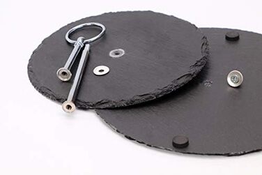 Трьох'ярусна етажерка APS з шиферних плит, акціяція з дерева акації, діаметри 30, 25, 20 см, висота 34 см