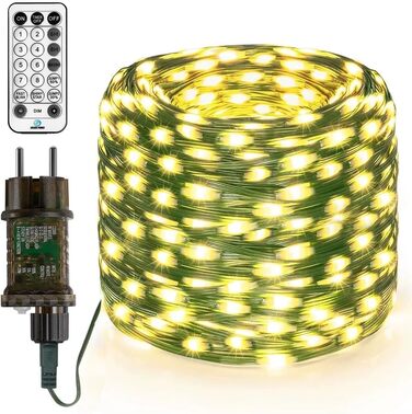Гірлянда світлодіодна Gresonic 100/200/300/400 LED, струмопровідна, для дому та вулиці, тепле біле світло, 100 LED