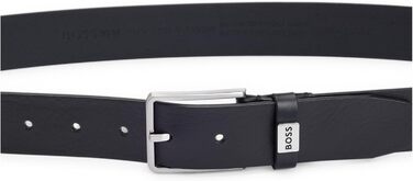 Чоловічий шкіряний ремінь BOSS Elio з логотипом, чорний