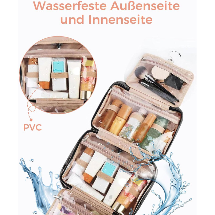 Чоловіча/Жіноча косметичка-органайзер для подорожей з прозорим відділенням, для зберігання косметики та туалетних аксесуарів, чорного кольору