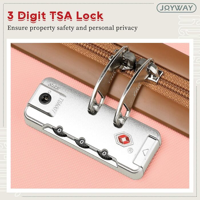 Набір валіз Joyway ABS з розширенням, 5шт, білий (рожевий), з TSA-замком та 4 колесами