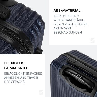 Набір валіз 3 шт: ручна поклажа, середній та великий кофр, ABS, 360° колеса, кодовий замок, телескопічна ручка (Дарк Блю)