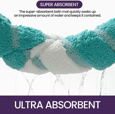 Non-Slip Bathroom Rug - Absorbent & Washable Bath Mat - 60 x 110 cm - Green