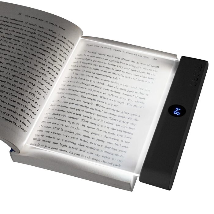 Світлодіодна плоска лампа для читання книг HOTUT Lightwedge, портативне LED-світло для книг з захистом очей, чорна