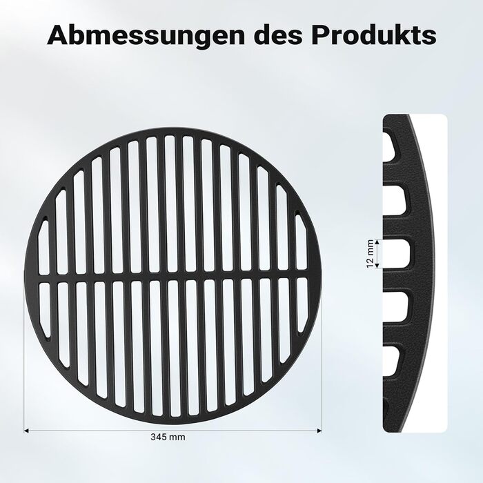 Чавунний гриль-решітка Gusseisen, Ø 45 см, для вугільних та круглих грилів, 55 x 26.5 x 0.9 см