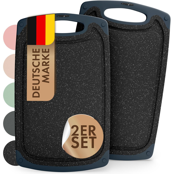 Набір обробних дощок Blumtal (S/M/L) - 2 шт. з пластику, з жолобками для соку та ручкою, BPA free, придатні для миття в посудомийній машині