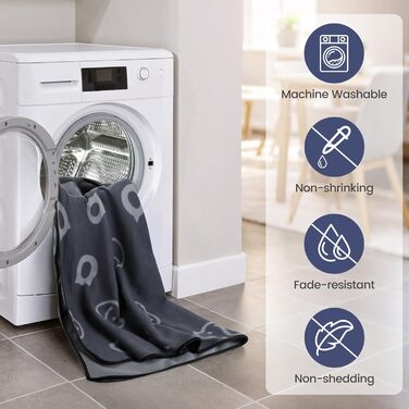 Водонепроникний килимок для собак, 152x127 см, плюшевий фланель та шерпа, для середніх та великих собак, машинне прання - Чорний (152x127 см, Сірий)