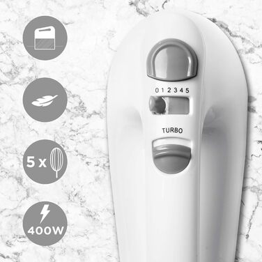 Електричний ручний міксер Duronic 400W з набором насадок: вінчики, гаки для тіста, міксер для випічки, тіста та збивання яєць