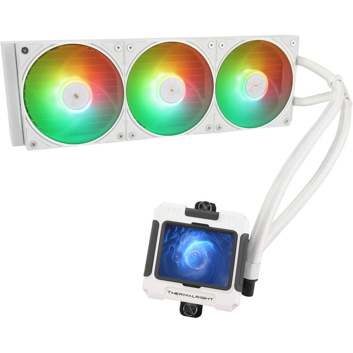 Thermalright FW 360 White ARGB: рідинна система охолодження CPU з 3 вентиляторами PWM, LCD-дисплей 320*240, підтримка AMD/Intel (AM4/AM5/LGA1700/1851)
