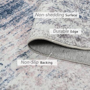 Килим для вітальні 160x230 см, абстрактний, короткий ворс, для спальні, миючий, сучасний, м'який, для їдальні, дитячої кімнати (122 x 170 см, синій)