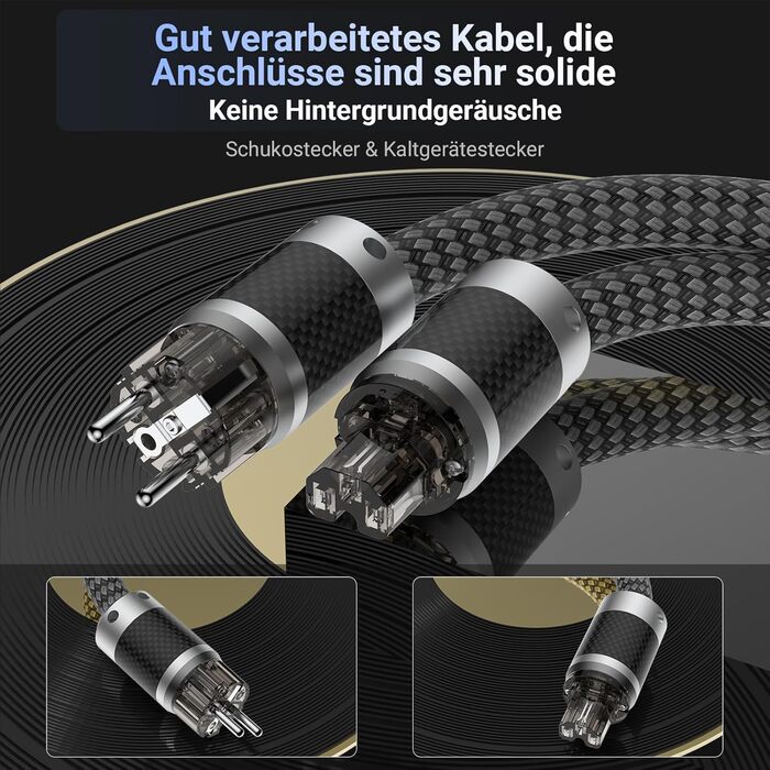 Hi-Fi мережевий кабель Tertullus E860 High-End для аудіотехніки, C15 Schuko, 1м