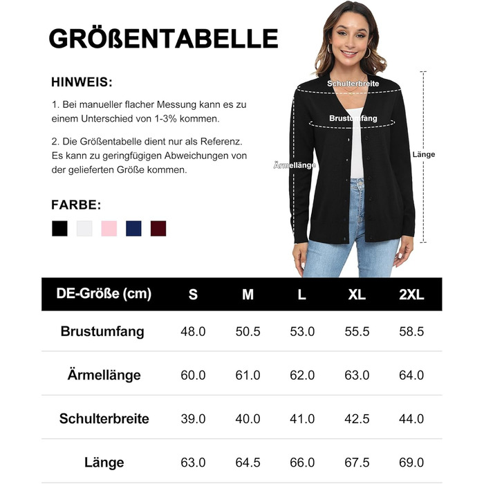 Жіноча легка в'язана жилетка з довгим рукавом, в'язаний пуловер з V-подібним вирізом, вінтажна класична жилетка на ґудзиках (L, Чорний)