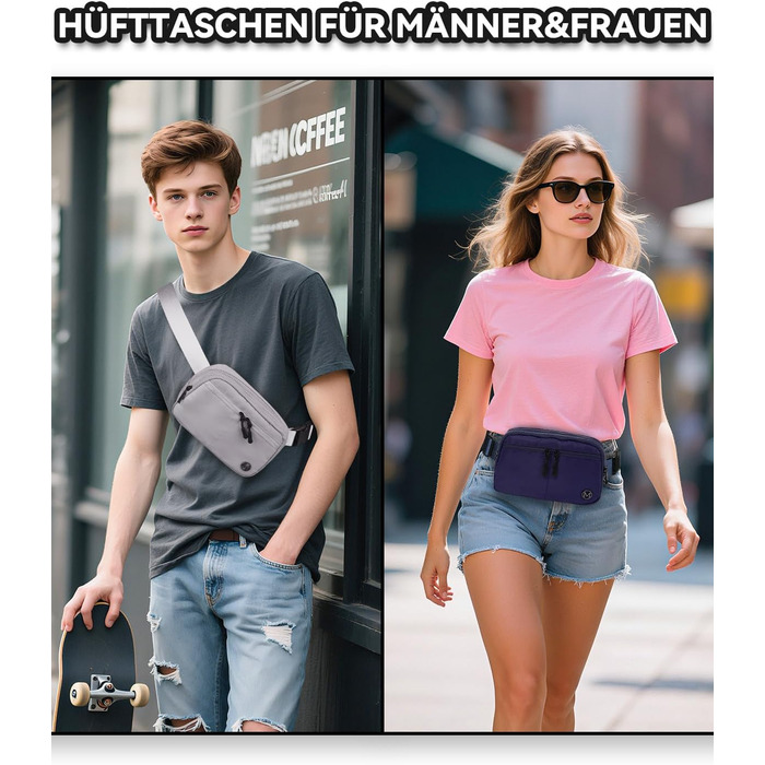 Гірчатка Mokze Bauchtasche 2L - Стильна поясна сумка для чоловіків та жінок, водонепроникна, для бігу, їзди на велосипеді, подорожей, Marineblau (Морський блакитний)