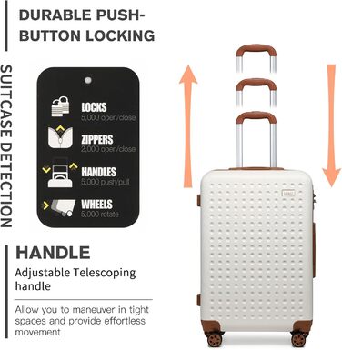 Чемодан-тележка KONO з жорсткою оболонкою, 76 см, 100 л, білий