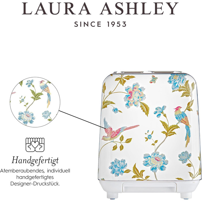Тостер VQ Laura Ashley з 4-ма тостами, регулюванням нагріву, функціями розморожування та підігріву - модель Elveden White