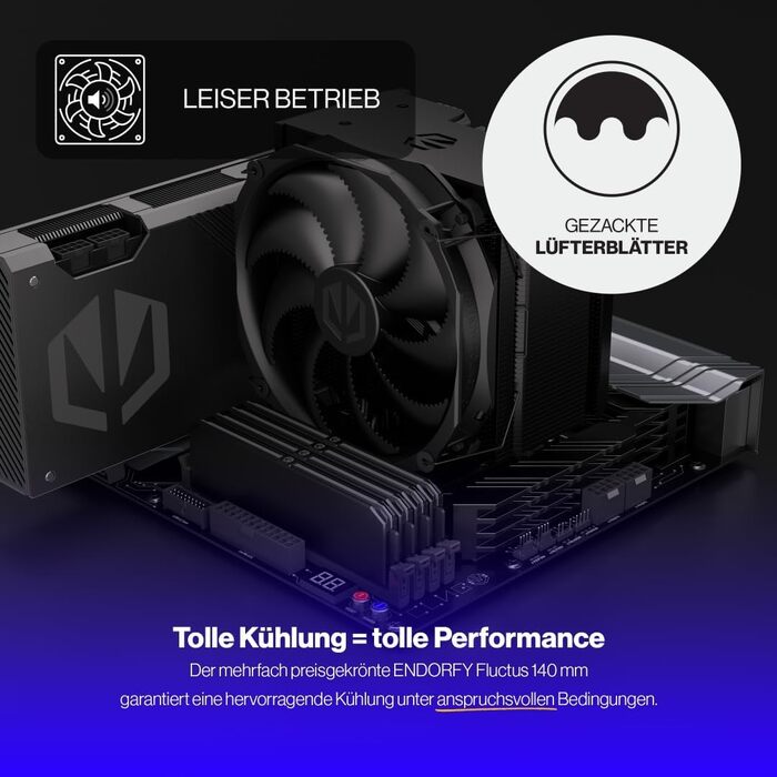 Система охолодження CPU Endorfy Fortis 5 Black з вентиляторами 140 мм та 120 мм, підтримка AM4, AM5, LGA1700, LGA1200, напівпасивний режим