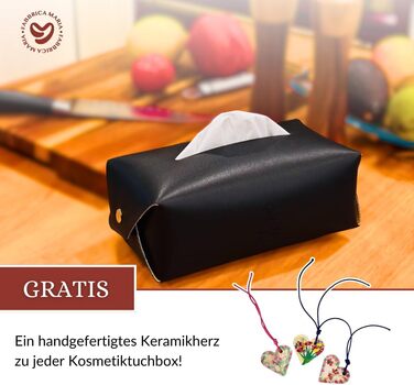 Genuine Leather Cosmetic Tissue Box, Handcrafted, Made in Italy, Perfect for Living Room, Bathroom, Kitchens, and Office/Practice (Black)