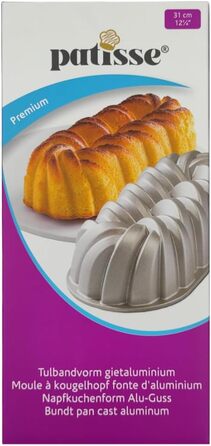 Форма для випікання Patisse 04503, для кексів, бріошів і хліба, плетена, литий алюміній, бежево-золота, 31x14x8 см