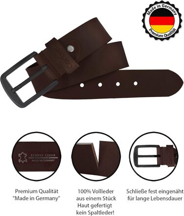 Чоловічий шкіряний ремінь 900001874 - 40 мм, Made in Germany, у подарунковій коробці, матова пряжка (темно-коричневий, розмір пояса 110)