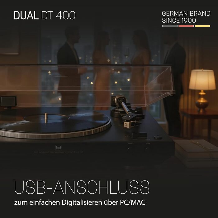 Програвач вінілових пластинок Dual DT 400 USB автоматичний, чорний - 33/45 об/хв, звукознімач, USB, фонокоректор