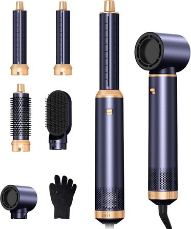 Фен-щітка 5 в 1 Airstyler Pro 1000W: об'єм, локони, догляд, негативні іони (Блакитний)