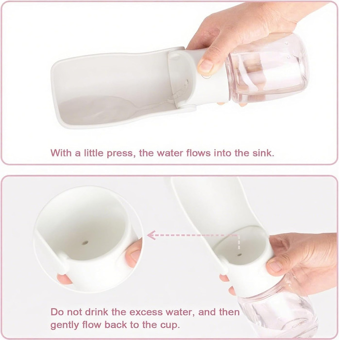 Складана пляшка для води для собак Canareen - портативна фляга для тварин для прогулянок, подорожей (біла, 350 мл)