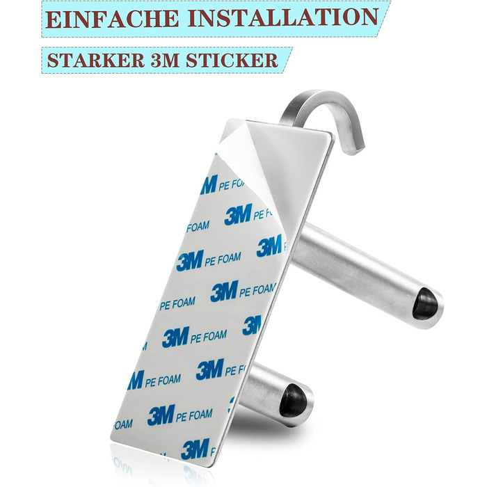 Тримач для рушників Vista без свердління, подвійний, 43.5 см, нержавіюча сталь, для ванної кімнати та кухні, самоклеючий