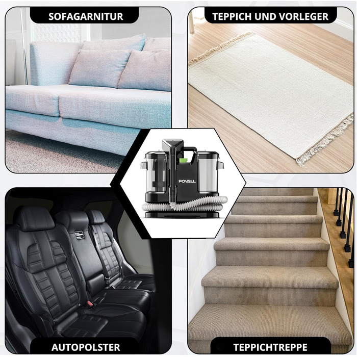 Портативний пилосос для килимів Powell Waschsauger 450W - 13kPA, для килимів, диванів, меблів, авто