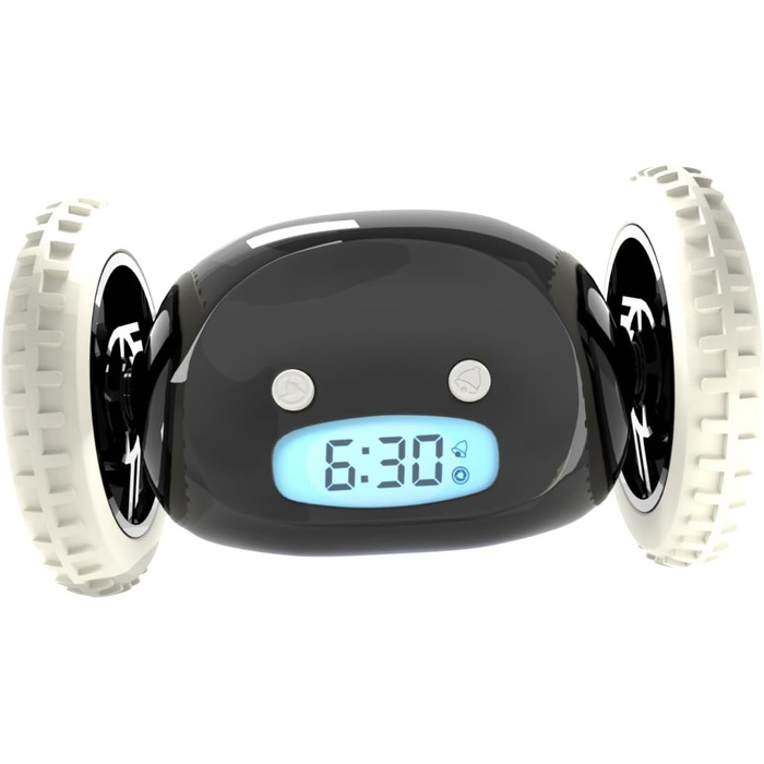 Clocky Loud Alarm Clock - Digital Alarm Clock, Loud for Deep Sleepers, Adults, Teens, Funny, Hard of Hearing, Heavy Sleepers, on Wheels, Runs Away, Driving, Jumping, Rolling Away, Funny Gift (Schwartz)