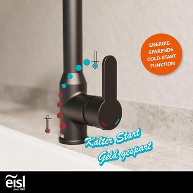 Кран кухонний гнучкий EISL Flexo з нержавіючої сталі/чорний, 360° обертання, високий вилив, шланг Soft-Touch, 2 функції, NI186FLNIB