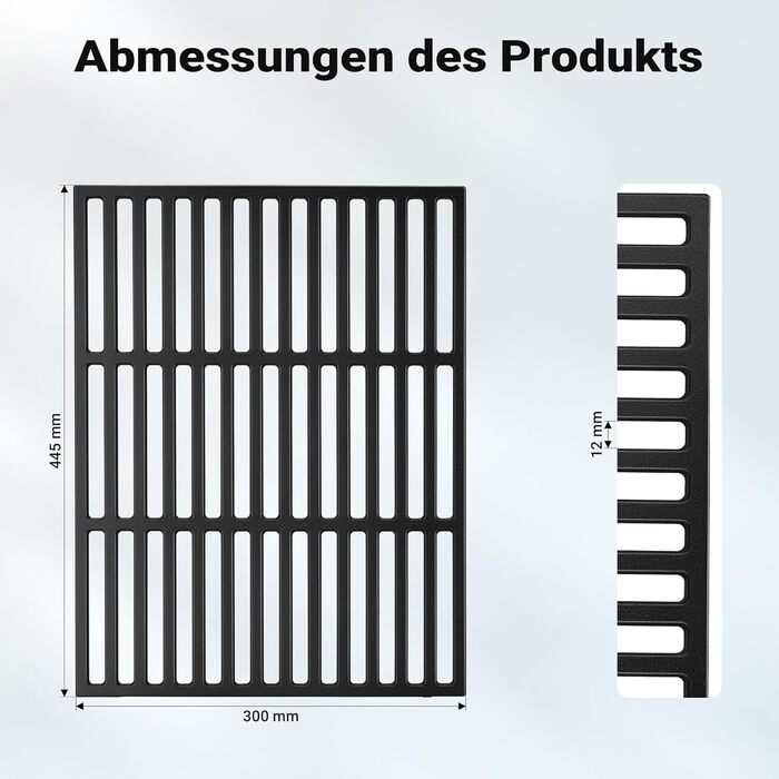 Сітчастий гриль Wiltec з чавуну для вугільного та газового гриля, сітка-гриль для барбекю, емальована сітка-вставка (45 x 30 см)
