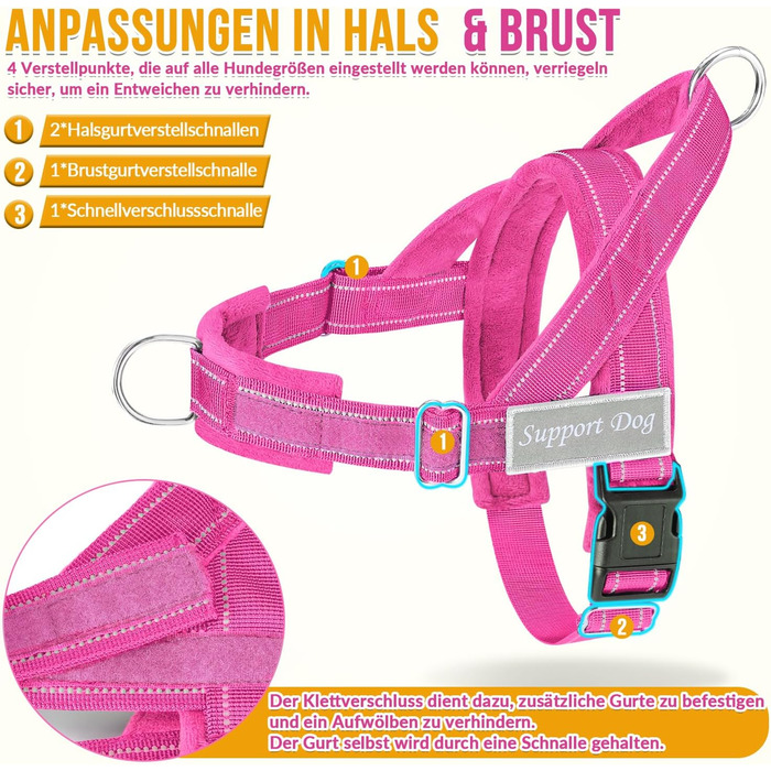 Нашийник для собак Eyein, XL, Маджента: м'який, без обмеження руху, для прогулянок та тренувань