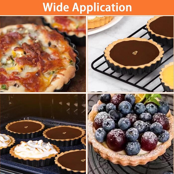 Форми для тартів з підйомним дном, 3 шт. (22/26/30 см), антипригарне покриття, з нержавіючої сталі, для випікання тартів, кιςів та пирогів