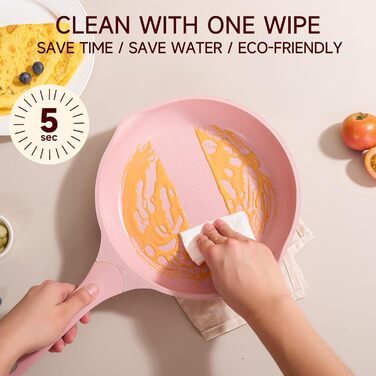 Набір посуду JEETEE 23 шт. з антипригарним гранітним покриттям, для всіх плит (індукція), з кришками, рожевий (ідеально як подарунок на новосілля)