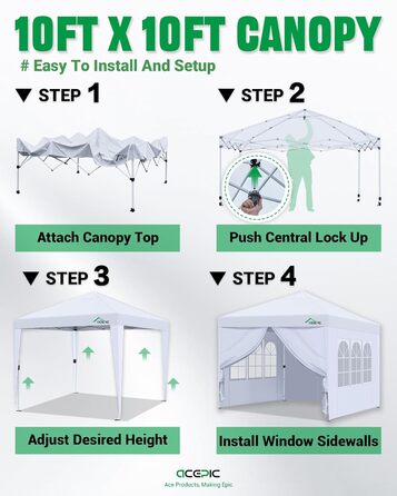 One-Touch Pop-Up Pavilion 3x3 Waterproof, Stable, Winter-Proof with Side Walls, Folding Pavilion with Thickened Tubes, for Garden, Party, Camping, Outdoor, Steel Frame, with 4 Side Walls, Dark Grey (Grey)
