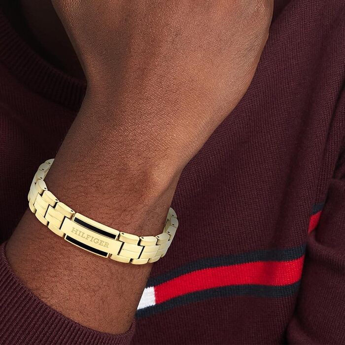 Браслет Tommy Hilfiger чоловічий з застібкою-карабіном, сталь/золото (Gold Collection)